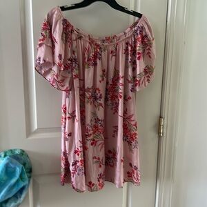 Terra & Sky Pink Floral Silky Top Womens Plus Size 2X